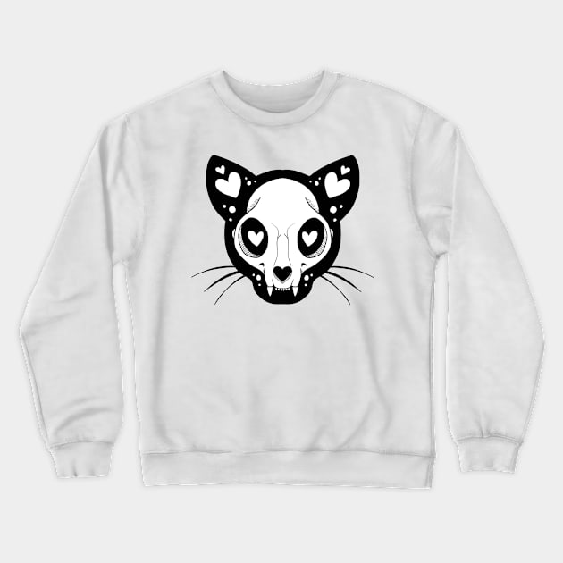 Skull kitty Crewneck Sweatshirt by Jurassic Ink